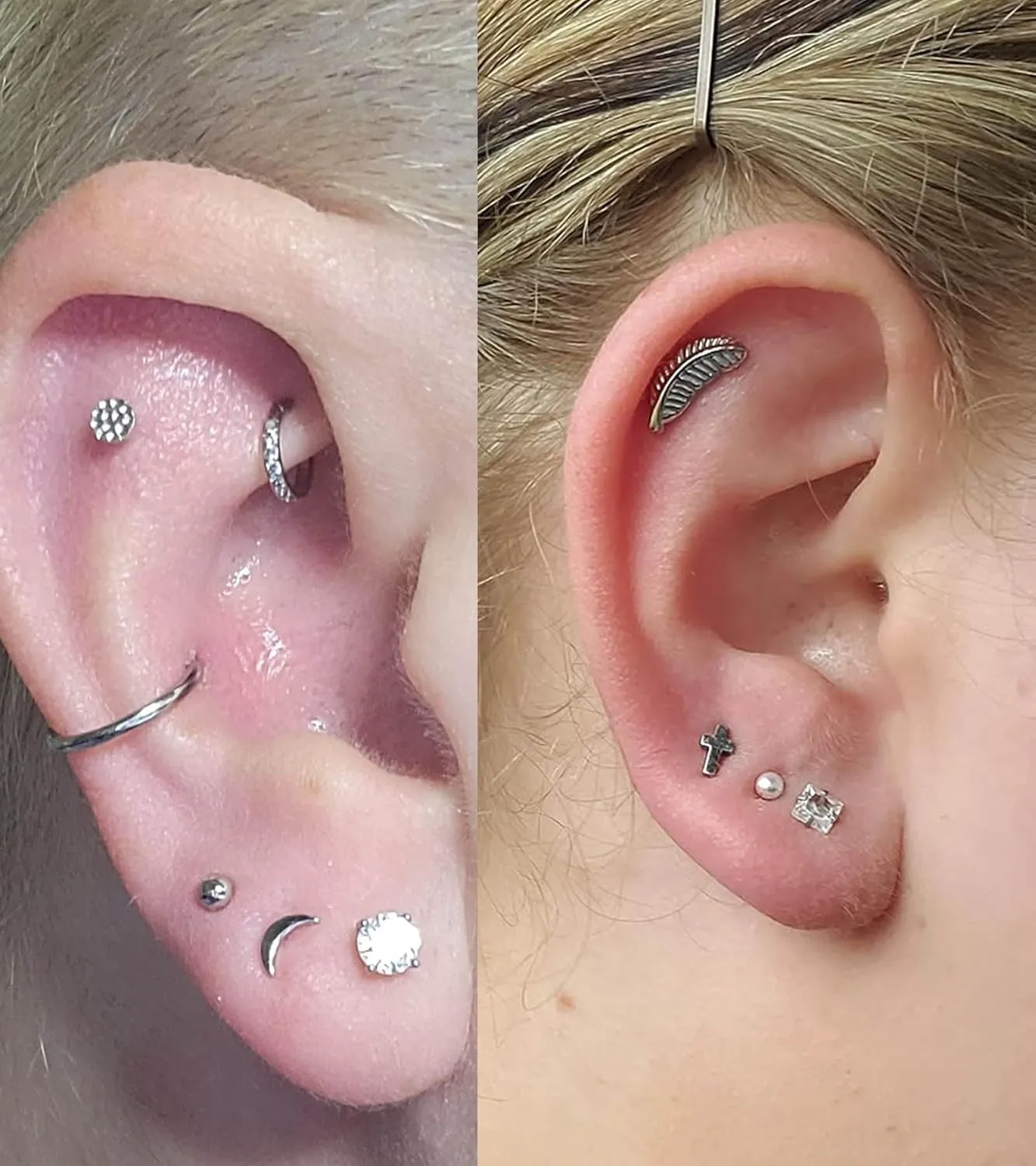 MODRSA Gold Cartilage Earring Silver Cartilage Piercing Jewelry 16g Helix Piercing Jewelry Cartilage Hoop Earring Helix Earrings Silver Cartilage Earring Stud 16 Gauge Cartilage Earrings for Women