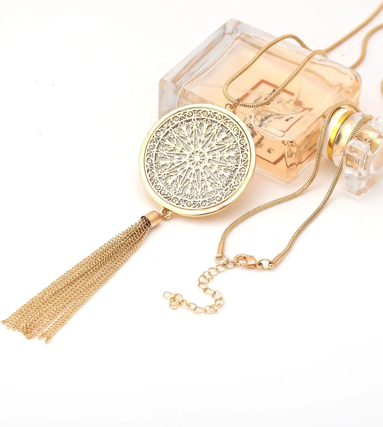MOLOCH Long Necklaces For Woman Disk Circle Pendant Necklaces Tassel Fringe Necklace Set Statement Pendant