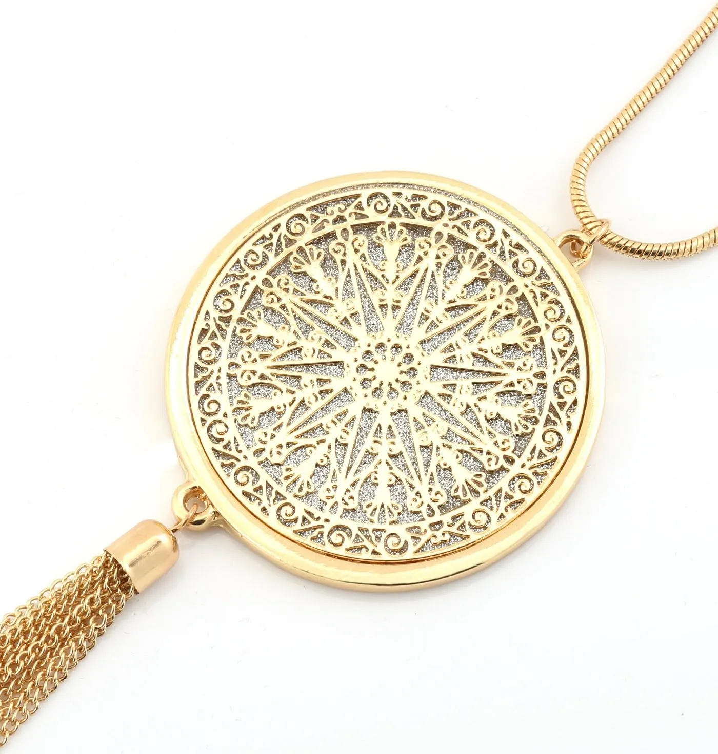 MOLOCH Long Necklaces For Woman Disk Circle Pendant Necklaces Tassel Fringe Necklace Set Statement Pendant