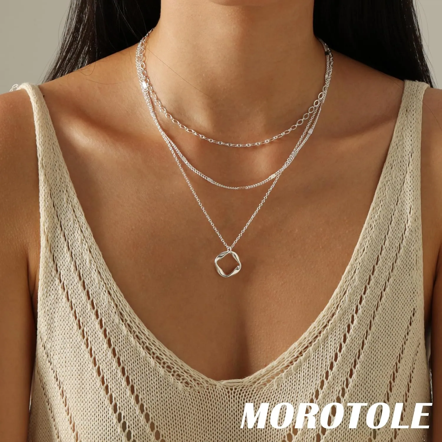 MOROTOLE Gold Necklaces for Women Layered Gold Necklaces for Women Gold Layered Necklaces for Women Layering Necklaces for Women Circle Gold Necklace Stack