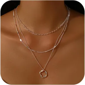 MOROTOLE Gold Necklaces for Women Layered Gold Necklaces for Women Gold Layered Necklaces for Women Layering Necklaces for Women Circle Gold Necklace Stack