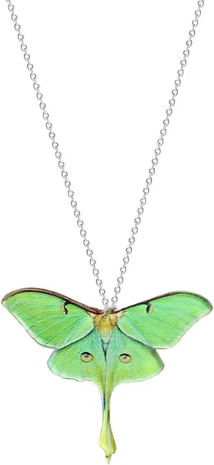 Moth Butterfly Necklaces for Women Men Punk Insect Pendant Necklaces Acrylic Green Moth Necklaces Funny Animal Necklace Birthday Party Jewelry Gifts