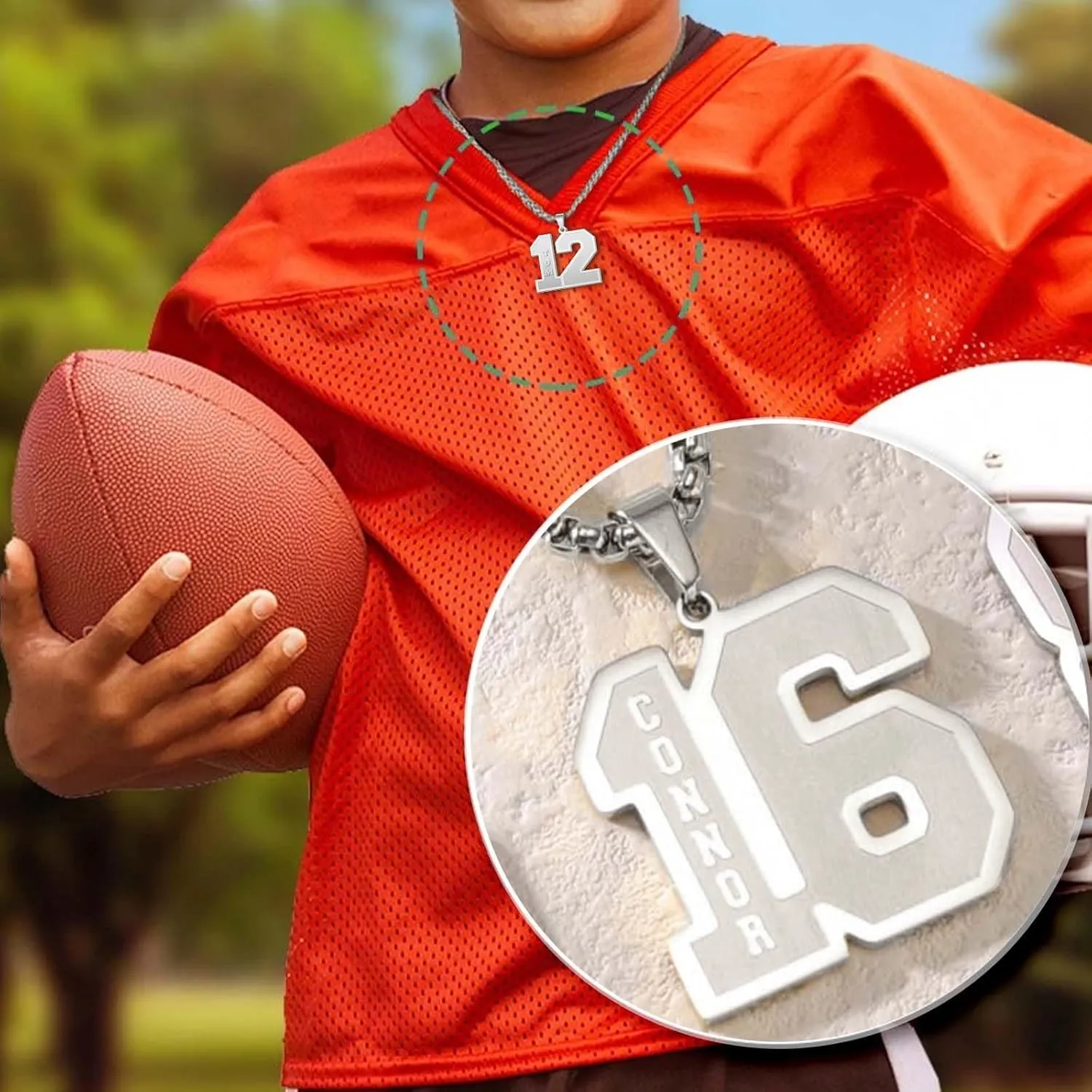 MOTICIUS Football Number Necklaces Personalized Name Necklaces Custom Number Necklaces for Mens 00-99 Number Chains for Athletes Customized Jersey Sport Number Necklaces for Football Baseball