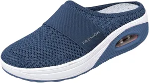 Mules for Women Summer Slip On Closed Toe Shoes Breathable Mesh Walking Mules Sneakers Open Back Slip On Shoes Wide Width Clogs Mesh Slippers Air Cushion Orthopedic Diabetic Walking Shoe