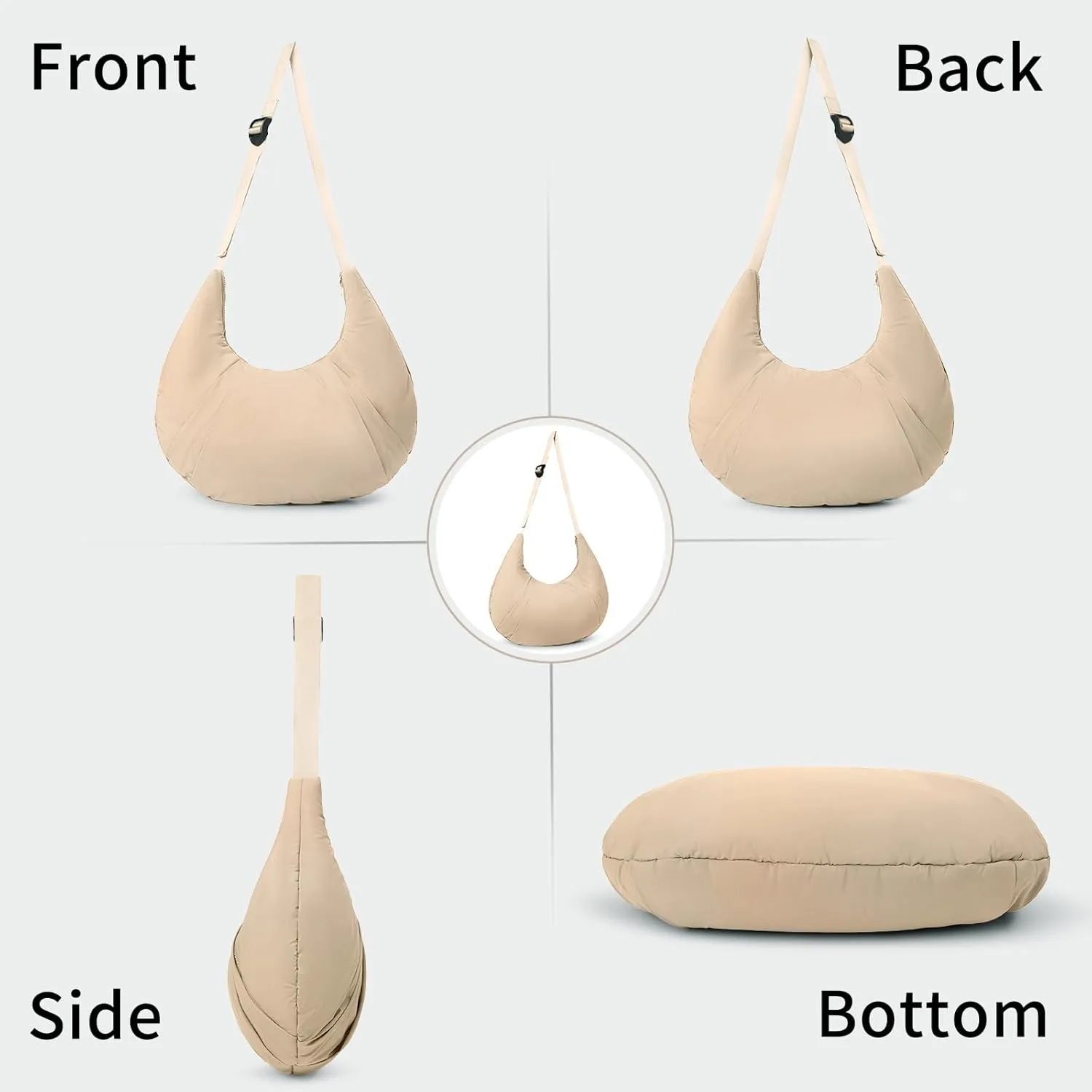 NAARIIAN Shoulder Bags for Women, Puffer Shoulder Bag, Cute Hobo Tote Handbag Mini Clutch Purse with Zipper Closure