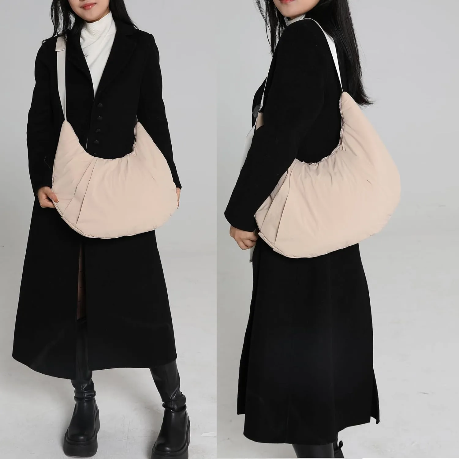 NAARIIAN Shoulder Bags for Women, Puffer Shoulder Bag, Cute Hobo Tote Handbag Mini Clutch Purse with Zipper Closure
