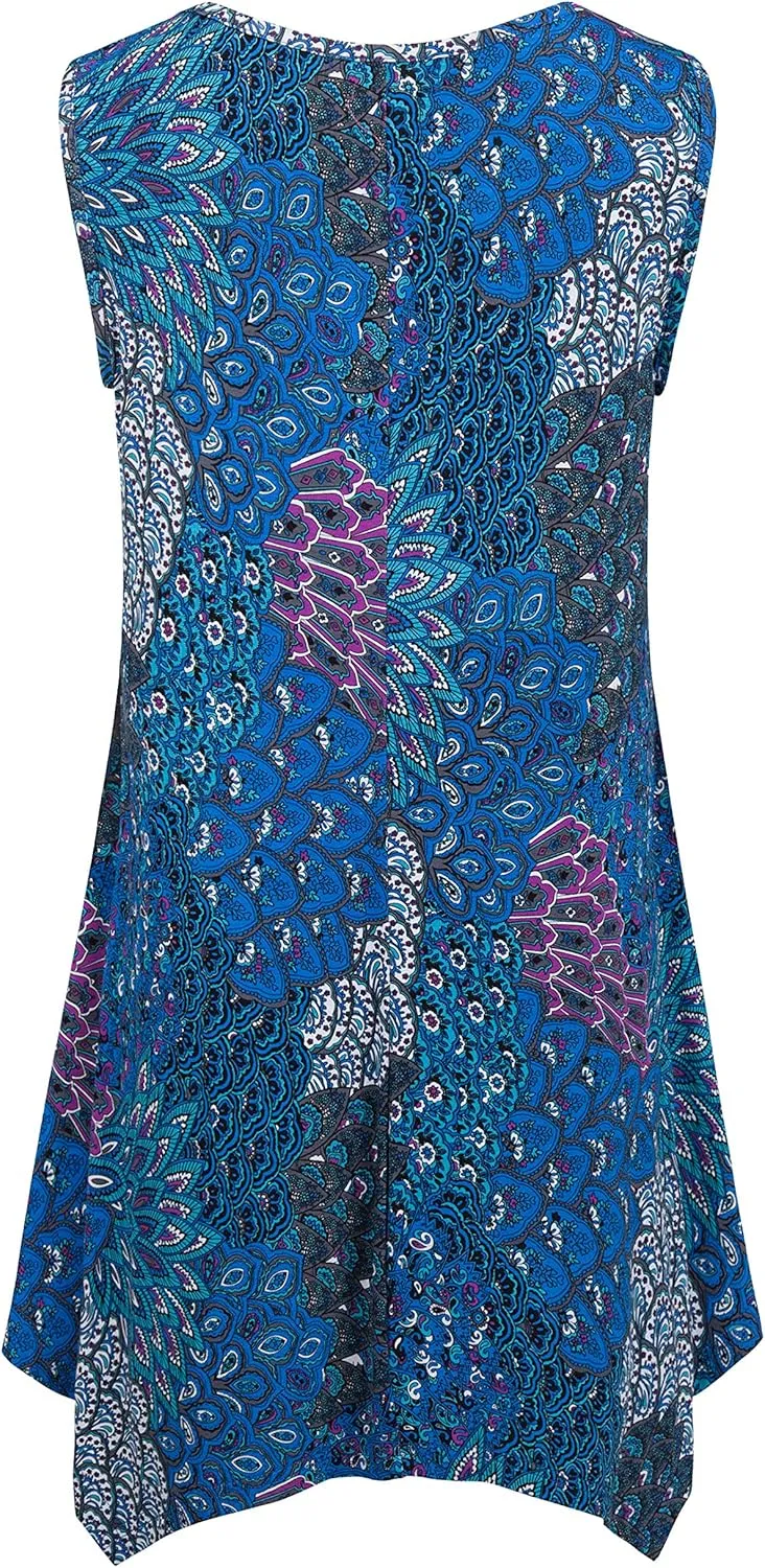 Nandashe Womens Summer Floral Tunic Tank Tops Casual Loose Sleeveless Dressy Blouses