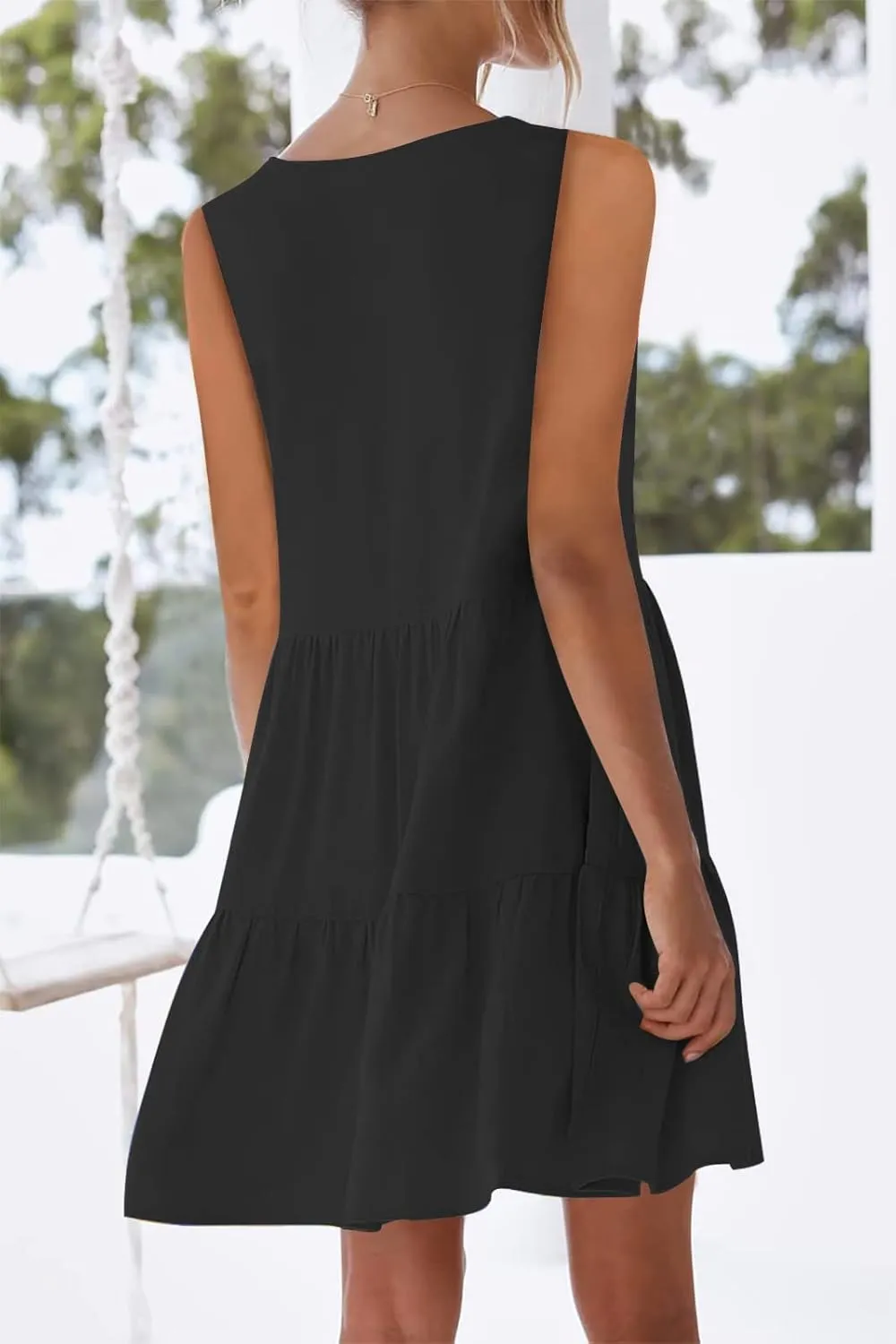nclook Womens Summer Casual Dresses Sweet Cute Crewneck Sleeveless Dress with Pockets