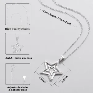 Necklace for Women Silver Star Necklaces,Butterfly,Circle,Onyx Necklaces And Rings,Hypoallergenic Necklaces Jewelry Birthday Christmas Gift for Women