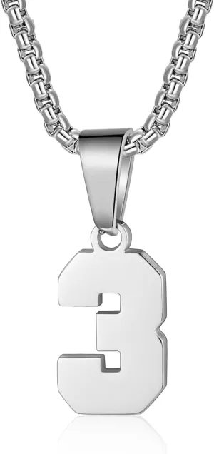 Number Necklaces Personalized Necklaces 18K Gold Plated Initial Number Pendant Stainless Steel Chain Sports Necklaces for Men Women