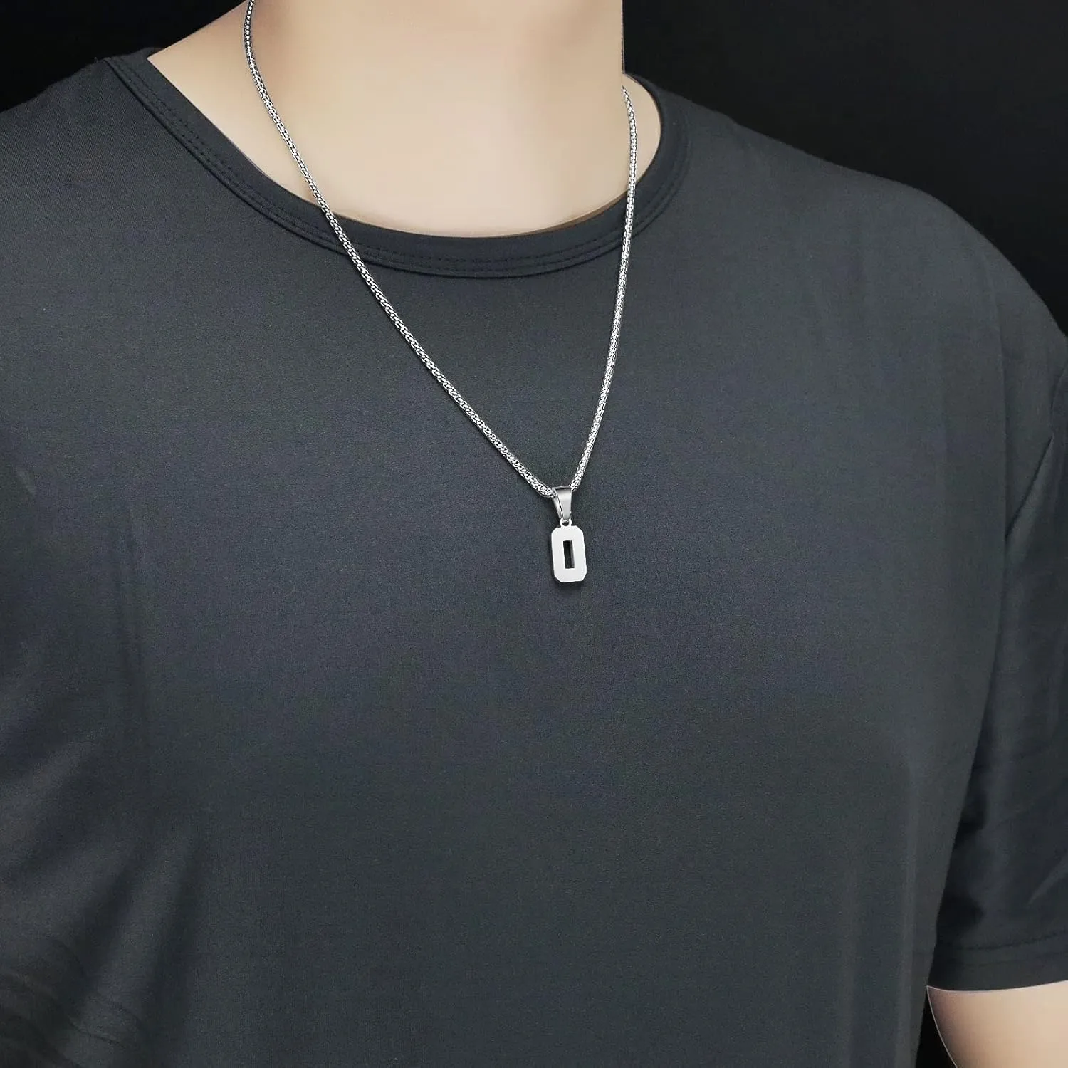 Number Necklaces Personalized Necklaces 18K Gold Plated Initial Number Pendant Stainless Steel Chain Sports Necklaces for Men Women
