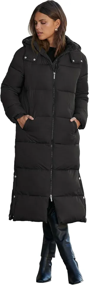 NUTEXROL Women's Maxi Length Puffer Parka Jackets Thickened Hooded Down Quilted Coats