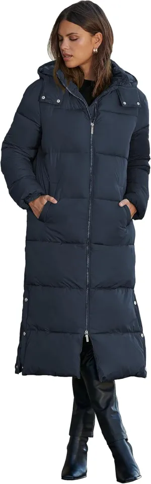 NUTEXROL Women's Maxi Length Puffer Parka Jackets Thickened Hooded Down Quilted Coats