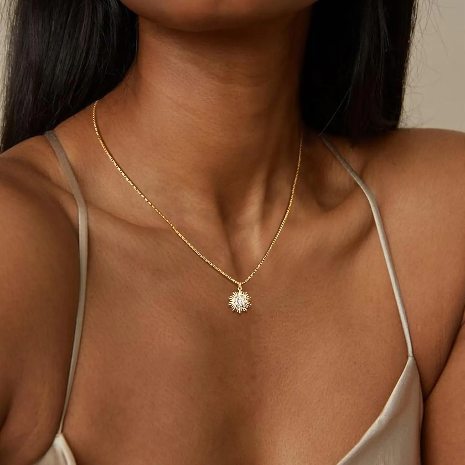 ORAZIO Gold Necklaces for Women,Layered Gold Necklace,14K Gold Plated Pendant Necklaces,Simple Choker Necklaces Set, Dainty Gold Chain Necklaces,Trendy Gold Stacked Jewelry Gifts for Women