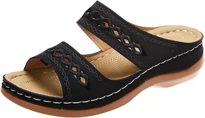 Orthopedic Wedge Sandals for Women Open Toe Platform Sandal 2025 Summer Dressy Casual Shoes Vintage Flats Boho Slip On Sandals Arch Support Slippers Comfortable Walking Outdoor Shoe