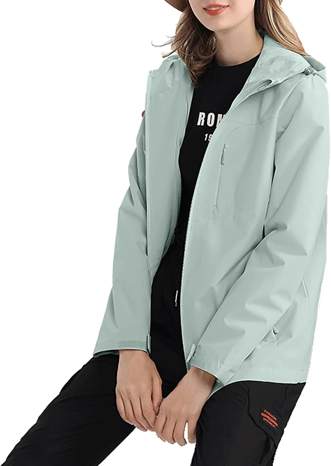 Outdoor Jacket Women Windproof Mountaineering Travel Jacket Plus Size Hardshell Lightweight Hooded Windbreaker Coats