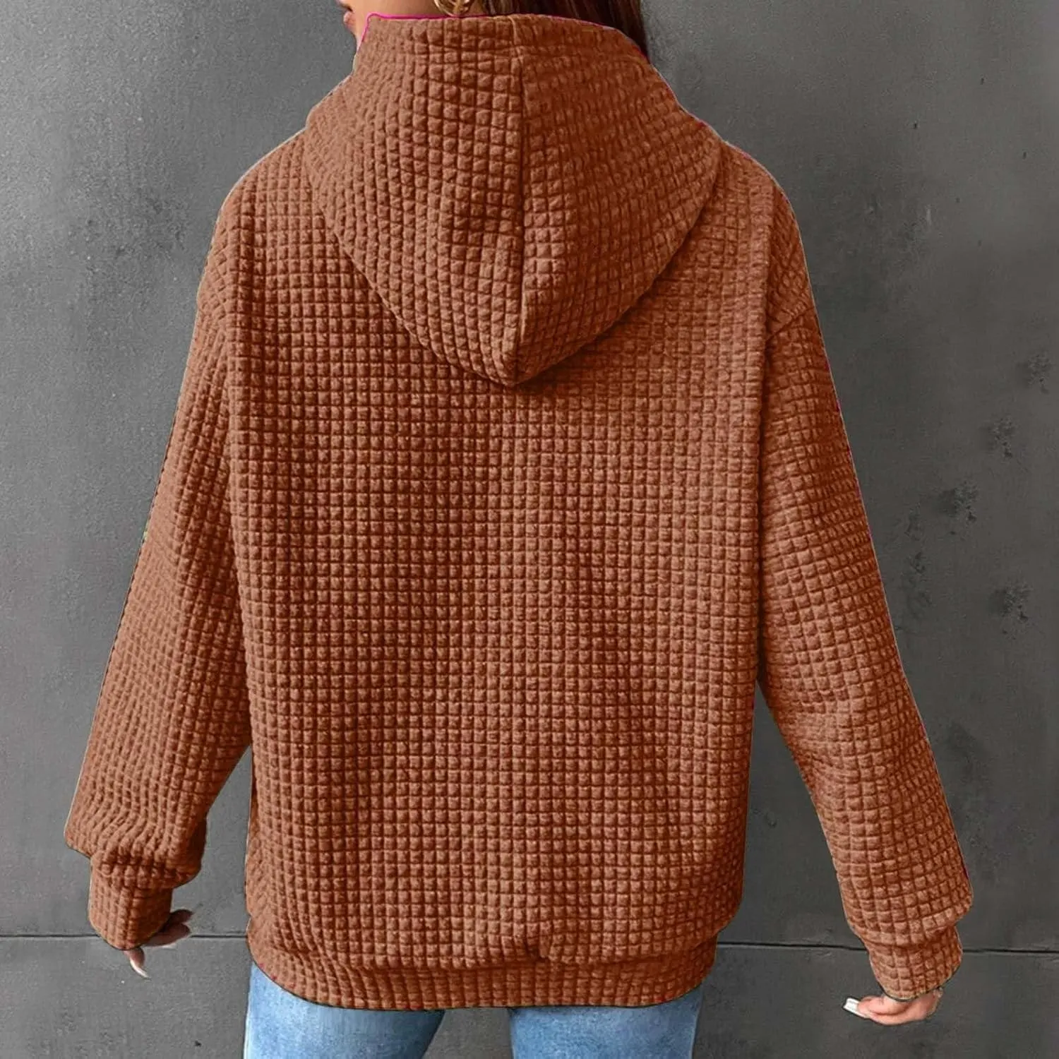Oversized Hoodies For Women Waffle Knit Sweatshirts Winter Tops Pullover Sweaters With Pockets