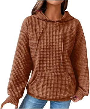 Oversized Hoodies For Women Waffle Knit Sweatshirts Winter Tops Pullover Sweaters With Pockets