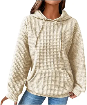 Oversized Hoodies For Women Waffle Knit Sweatshirts Winter Tops Pullover Sweaters With Pockets
