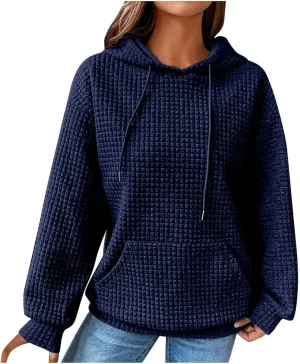 Oversized Hoodies For Women Waffle Knit Sweatshirts Winter Tops Pullover Sweaters With Pockets