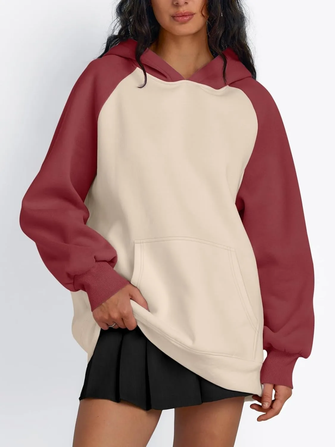 Oversized Hoodies Pullover for Women Casual Long Sleeve Fleece Athletic Polo Tops Fashion Solid Color Y2k Sweatshirts