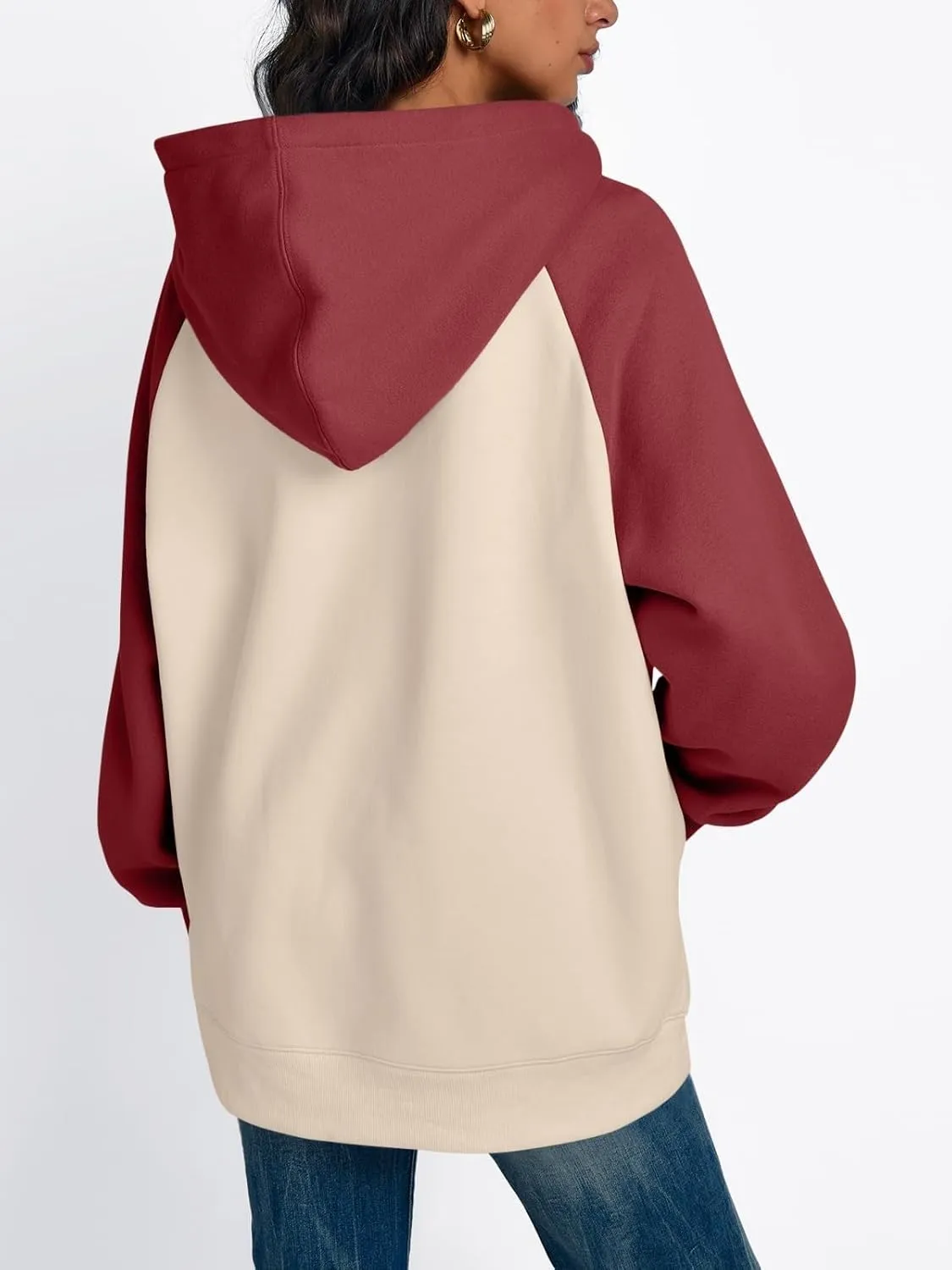 Oversized Hoodies Pullover for Women Casual Long Sleeve Fleece Athletic Polo Tops Fashion Solid Color Y2k Sweatshirts