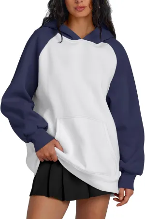 Oversized Hoodies Pullover for Women Casual Long Sleeve Fleece Athletic Polo Tops Fashion Solid Color Y2k Sweatshirts