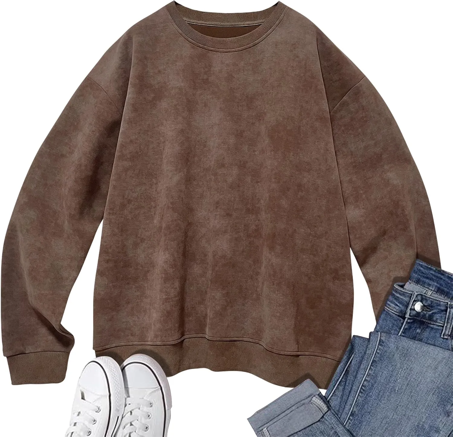 Oversized Sweatshirt for Women Fashion: CrewNeck Causal Basic Fall Clothes Tops Loose Fit Pullove