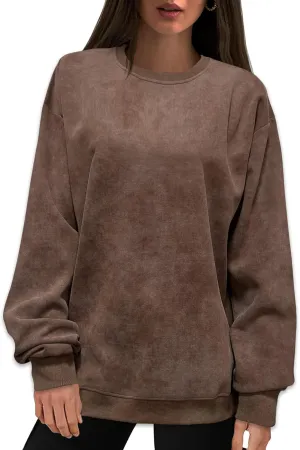 Oversized Sweatshirt for Women Fashion: CrewNeck Causal Basic Fall Clothes Tops Loose Fit Pullove