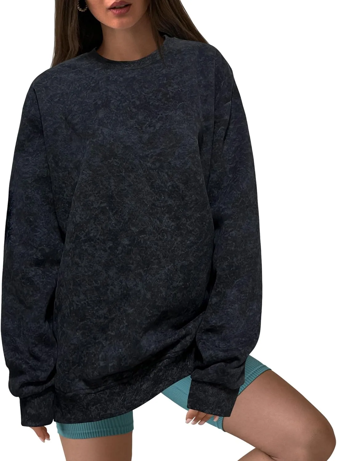 Oversized Sweatshirt for Women Fashion: CrewNeck Causal Basic Fall Clothes Tops Loose Fit Pullove