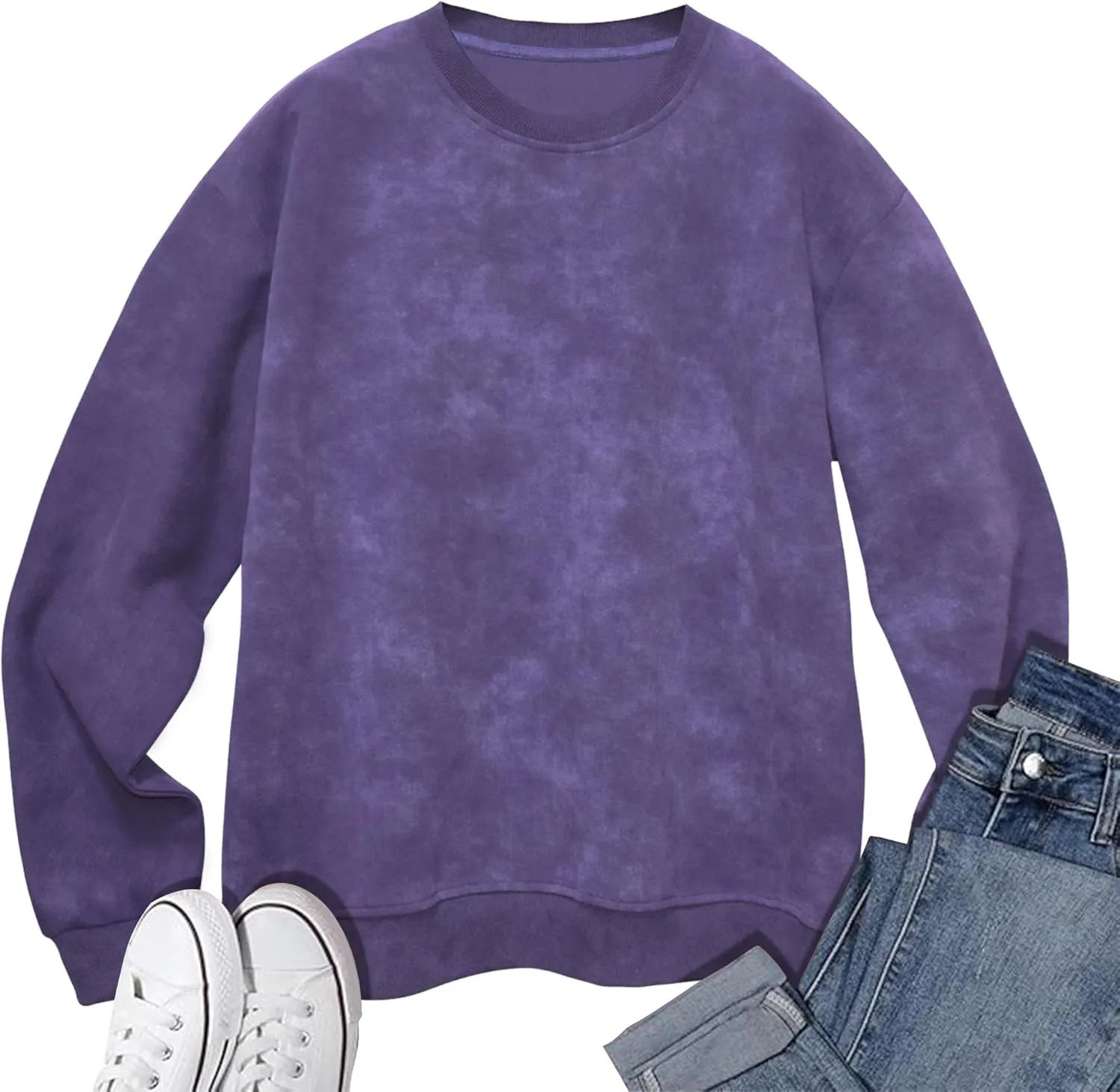 Oversized Sweatshirt for Women Fashion: CrewNeck Causal Basic Fall Clothes Tops Loose Fit Pullove