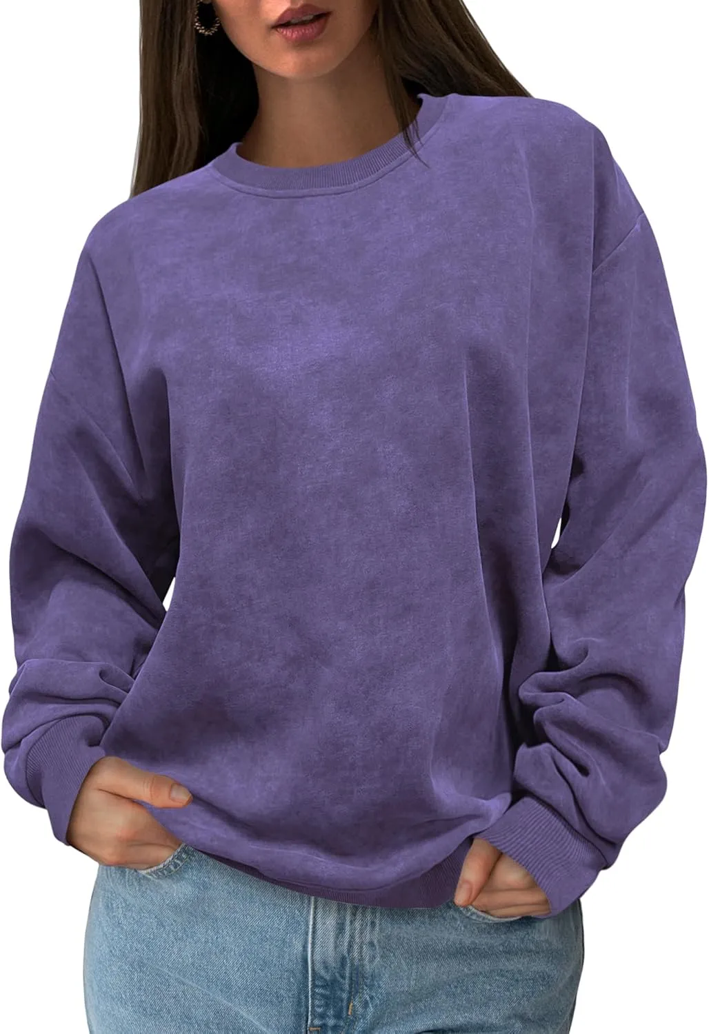 Oversized Sweatshirt for Women Fashion: CrewNeck Causal Basic Fall Clothes Tops Loose Fit Pullove