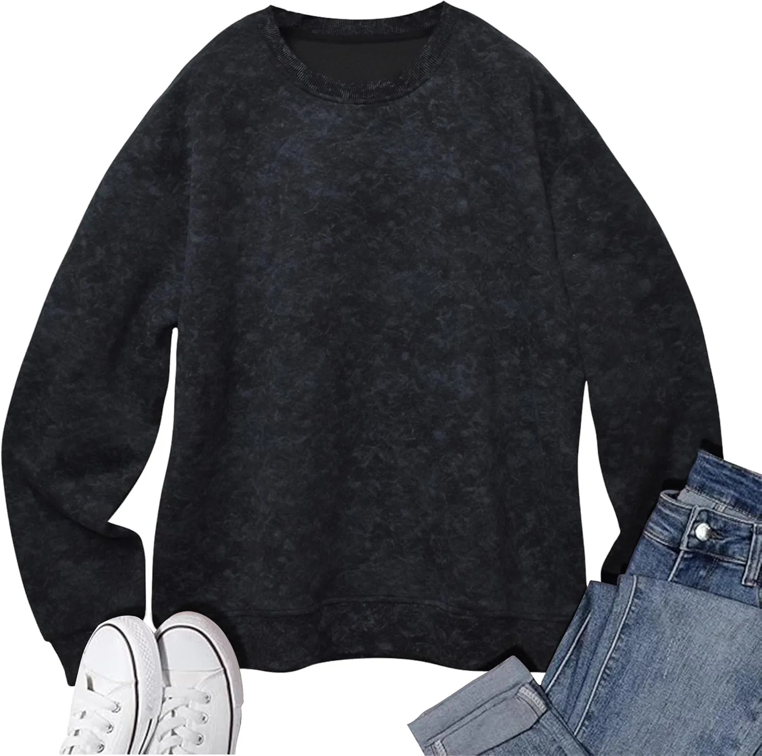 Oversized Sweatshirt for Women Fashion: CrewNeck Causal Basic Fall Clothes Tops Loose Fit Pullove