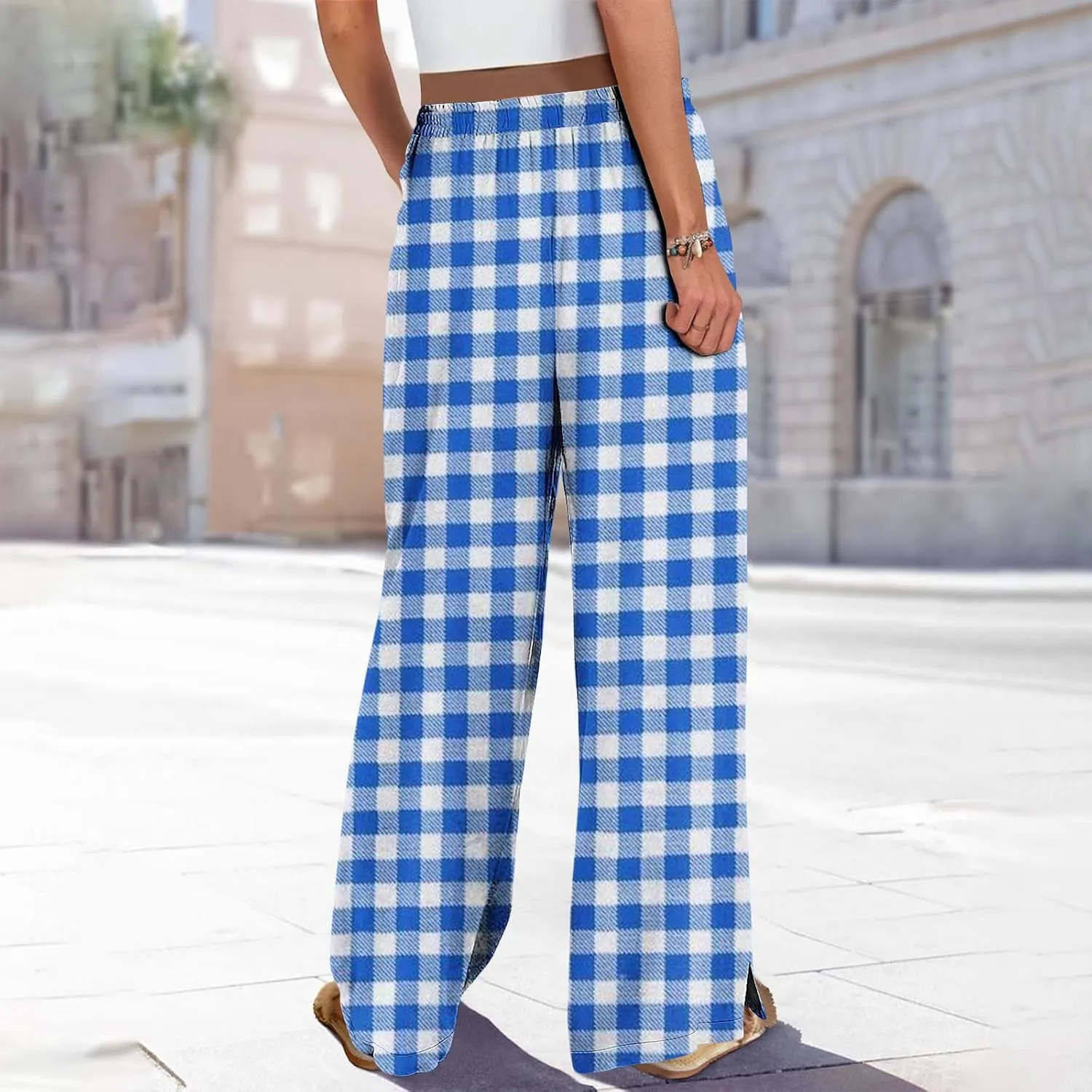 Palazzo Pants for Women Boho Printed Wide Leg High Waisted Loose Fit Drawstring with Pockets Casual Summer 2025