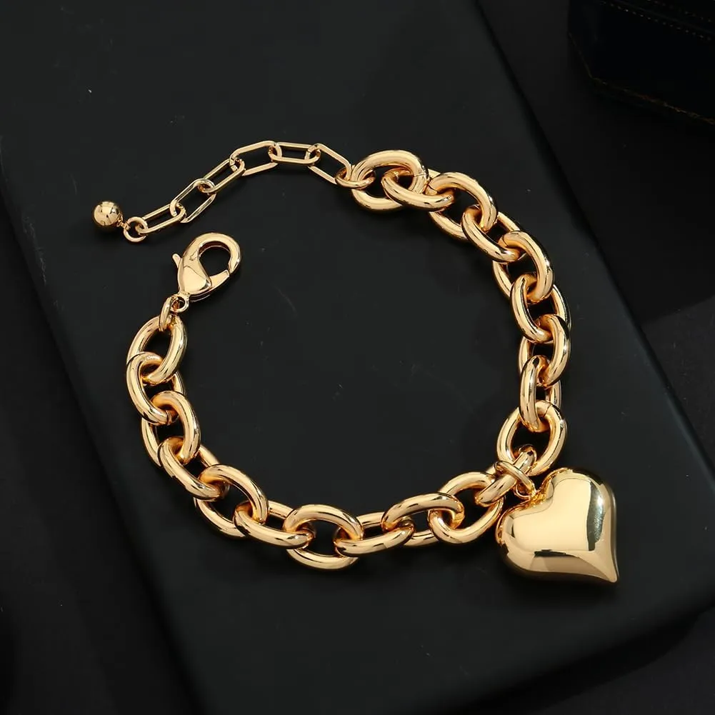 Pearl Bracelets For Women Gold Plated Chain Link Bracelets Bow Heart Charm Bracelets