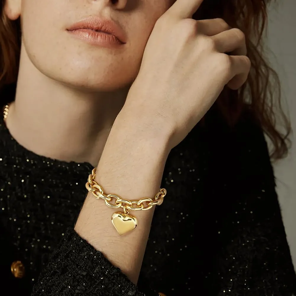 Pearl Bracelets For Women Gold Plated Chain Link Bracelets Bow Heart Charm Bracelets