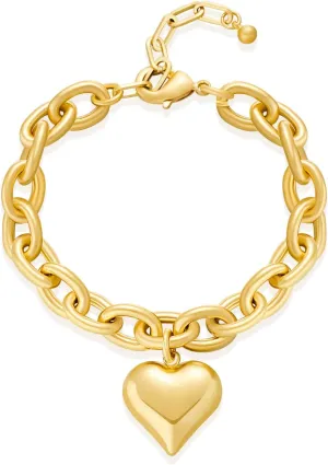 Pearl Bracelets For Women Gold Plated Chain Link Bracelets Bow Heart Charm Bracelets