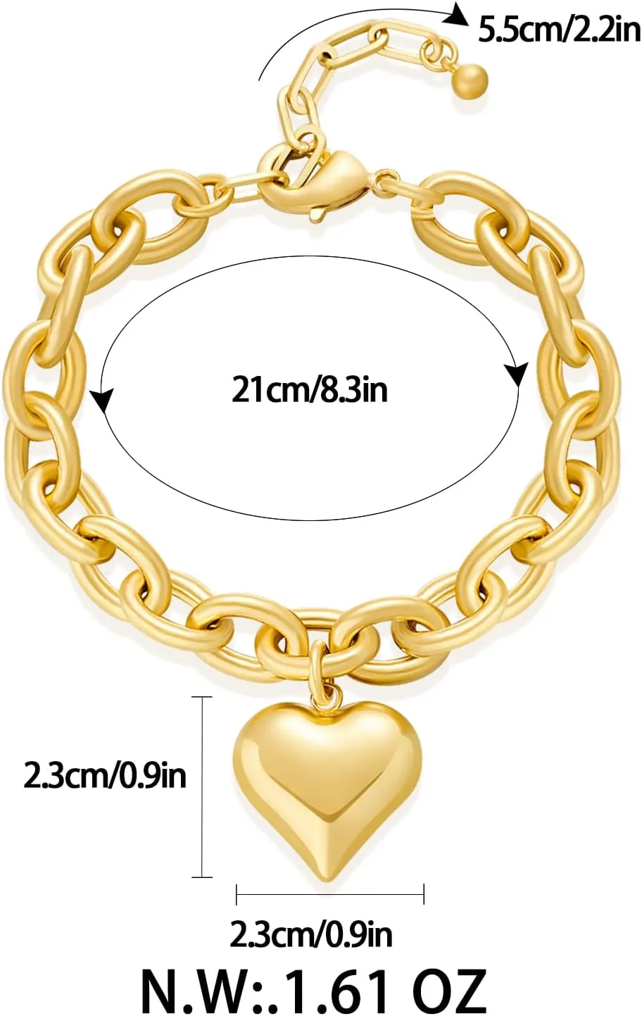 Pearl Bracelets For Women Gold Plated Chain Link Bracelets Bow Heart Charm Bracelets