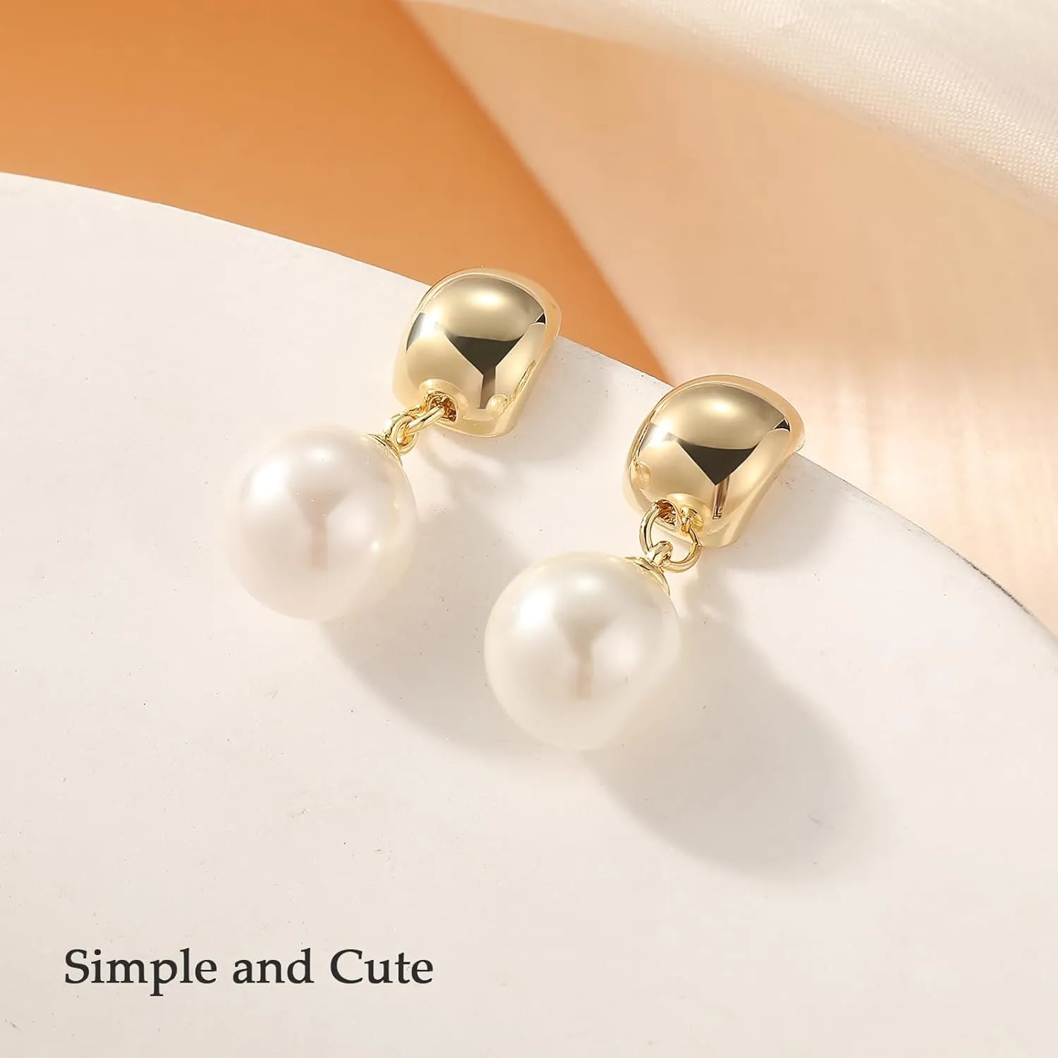 Pearl Earrings for Women Cute Bow Pearl Drop Earrings Elegant Hypoallergenic Gold Jewelry for Women