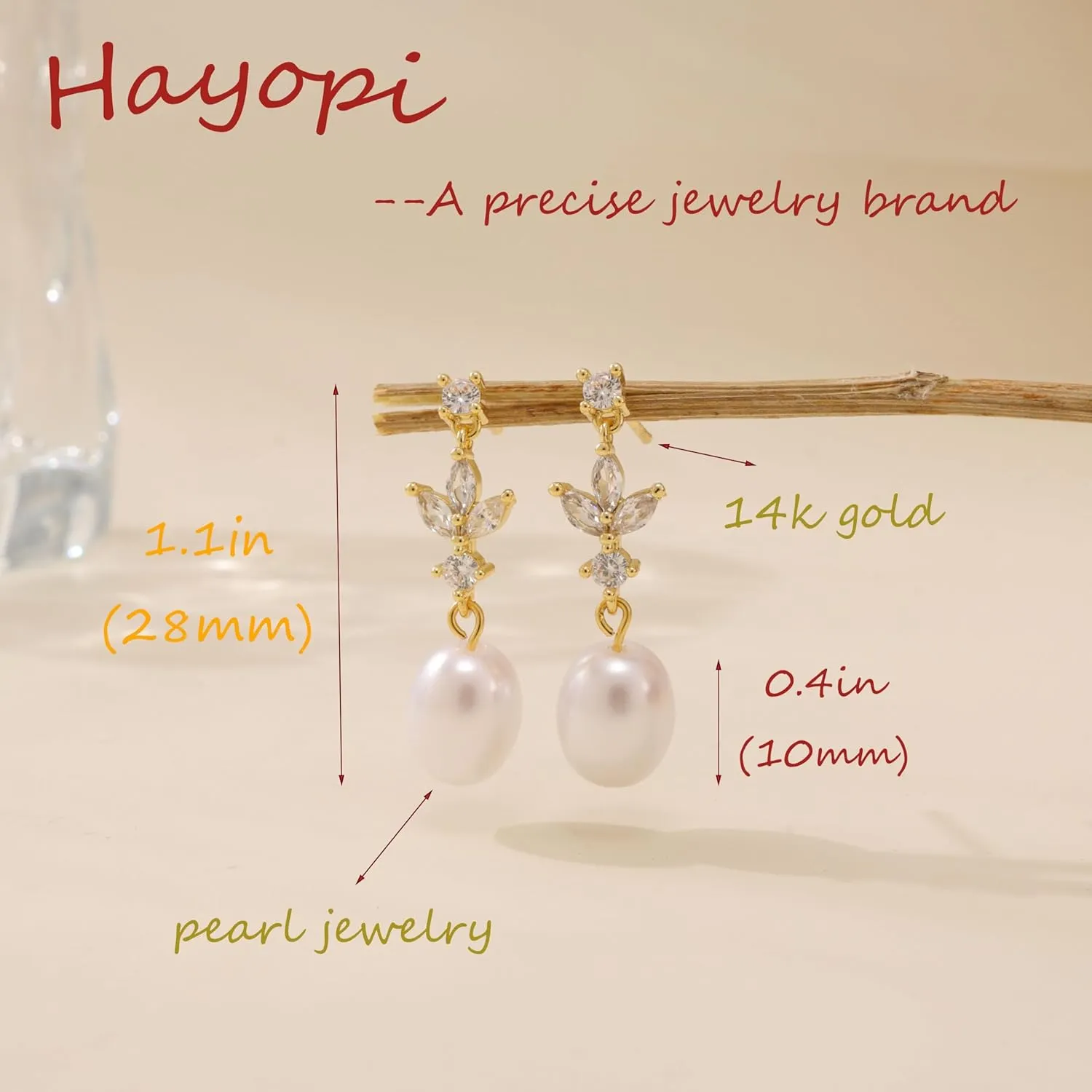 Pearl Earrings for Women - Dainty Gold Dangle Drop Earrings, 14k Gold Plated Cute Bow Design, Hypoallergenic Pearl Studs, Wedding Jewelry Gifts
