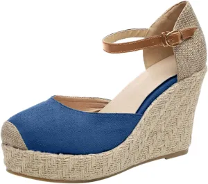 peqiut Casual Sandals Women Wedge Espadrille Sandals for Women Closed Toe Comfortable Beach Sandals Shoes