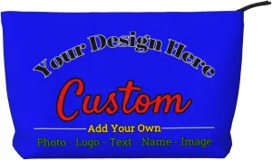 Personalized Custom Makeup Bag Add Your Own Photo Text Name Logo Image Cosmetic Bags Blue Customized Gift Women
