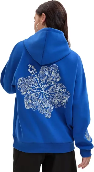 Pink Puff Hoodies,Embroidery Hibiscus Hoodies For Teen Girls Oversized Cute Sweatshirt Pink Graphic