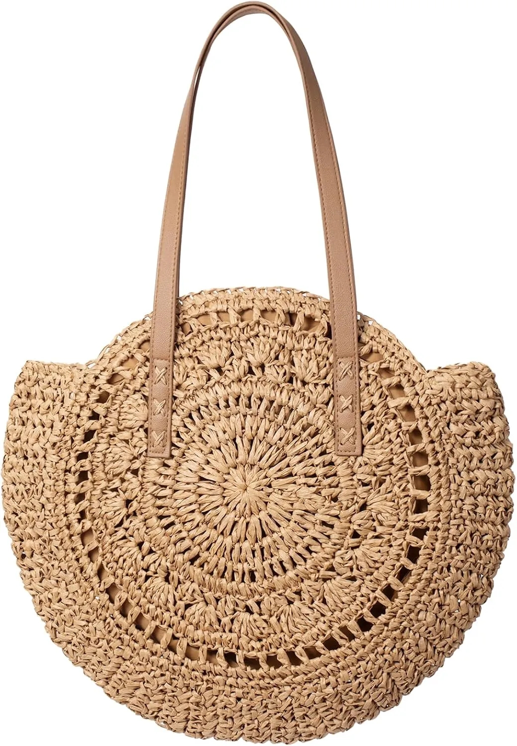 Pleneal Straw Beach Bags for Women - Women Beach Handmade Woven Tote Bag, Summer Mesh Hollow Shoulder Bag for Holiday