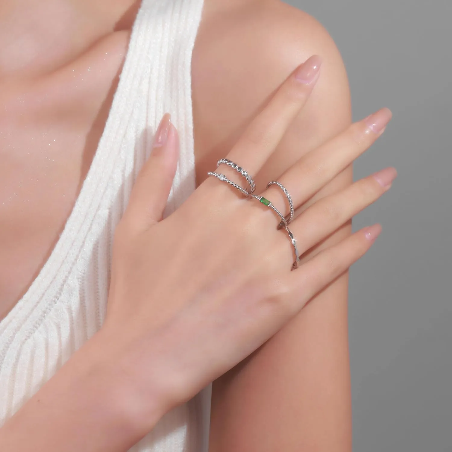 PLOMFOV 14K Gold Rings for Women Stackable Knuckle Rings Band Eternity Dainty Thin Fashion Gold Silver Rings Simple Trendy Thumb Stacking Women's Ring Pack Size 4-12
