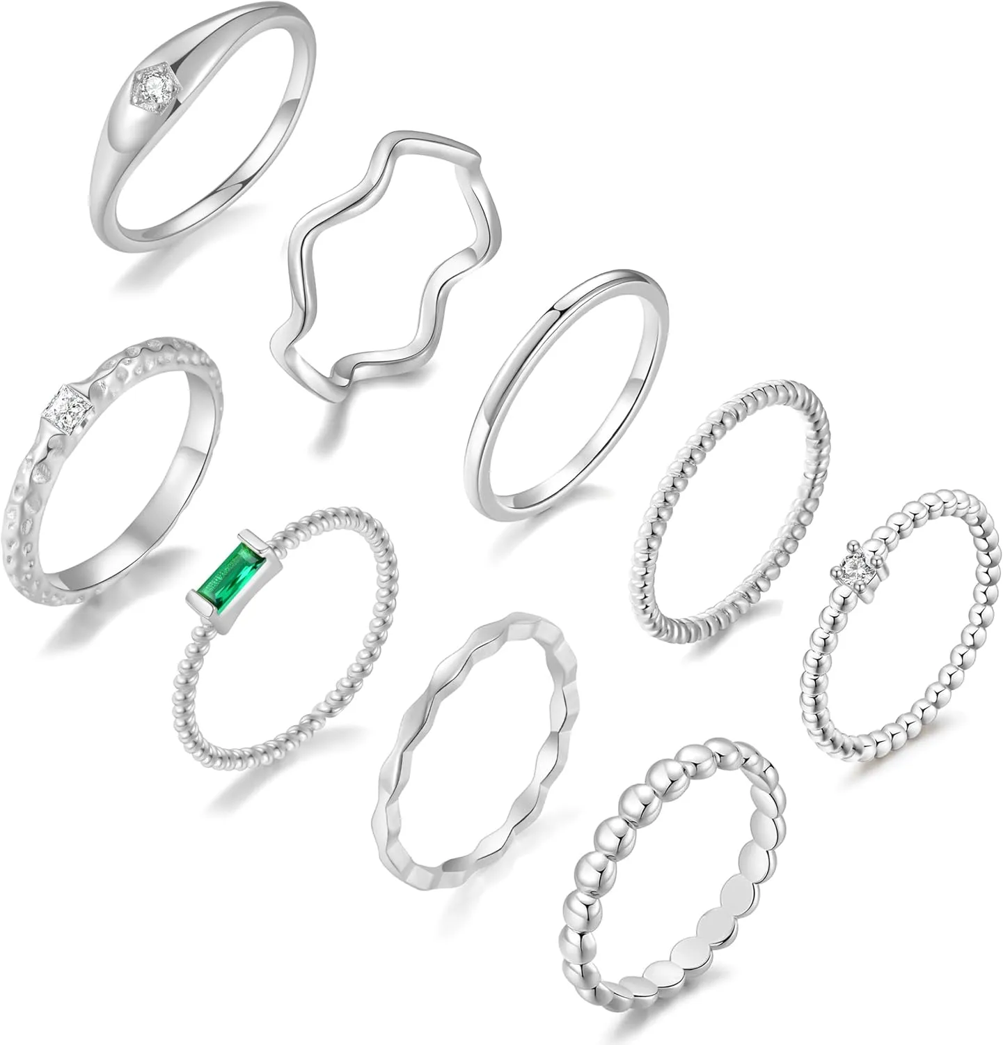 PLOMFOV 14K Gold Rings for Women Stackable Knuckle Rings Band Eternity Dainty Thin Fashion Gold Silver Rings Simple Trendy Thumb Stacking Women's Ring Pack Size 4-12