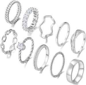 PLOMFOV Gold Plated Stackable Rings - Wedding Bands & Eternity Rings, Dainty 14K Gold Plated, Thin & Simple, Trendy Thumb Stacking Ring Pack (Size 12/11/10/9/8/7/6/5/4)