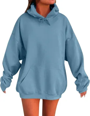 Plus Size Hoodie for Women Drop Shoulder Fleece Oversized Sweatshirts Baggy Pullover Tops Warm Winter Coat w/Pockets
