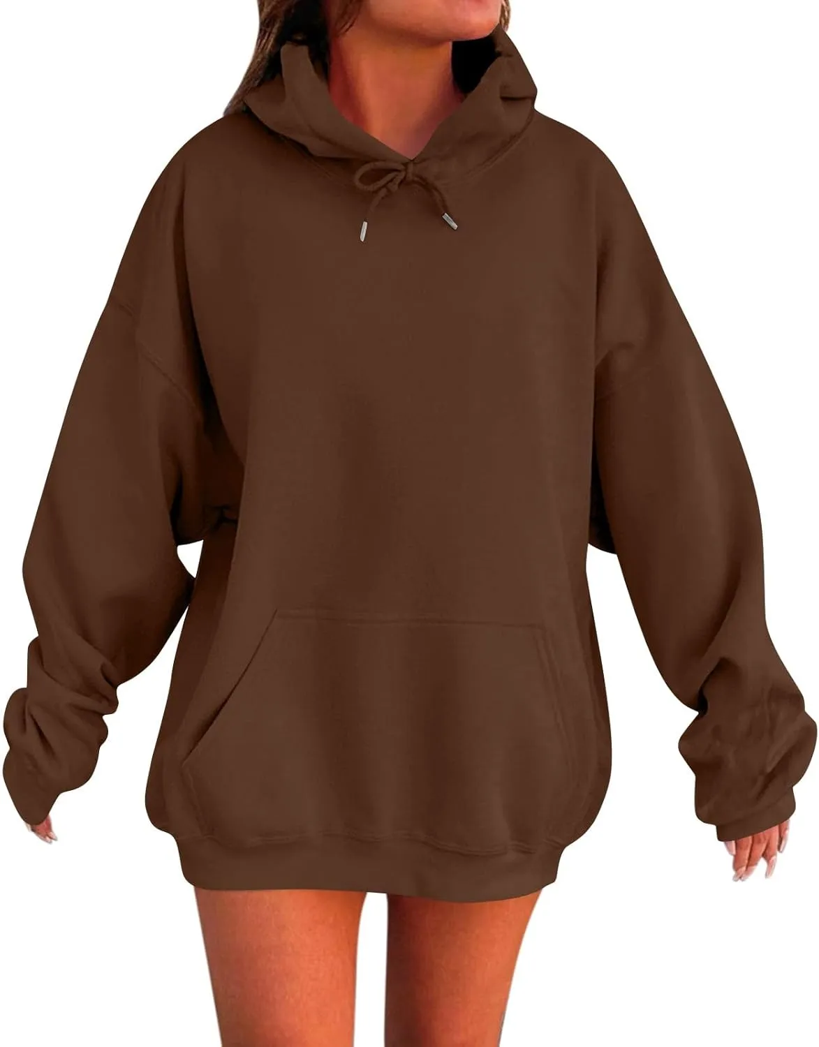 Plus Size Hoodie for Women Drop Shoulder Fleece Oversized Sweatshirts Baggy Pullover Tops Warm Winter Coat w/Pockets