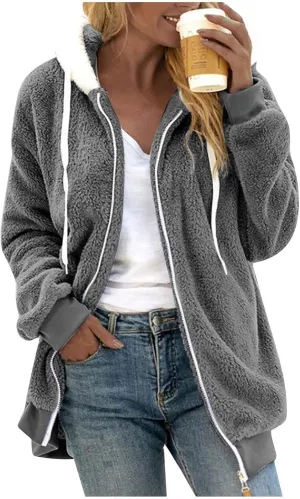 Plus Size Winter Jacket Women Warm Long Sleeve Parka Faux Fur Coat Overcoat Fluffy Jacket
